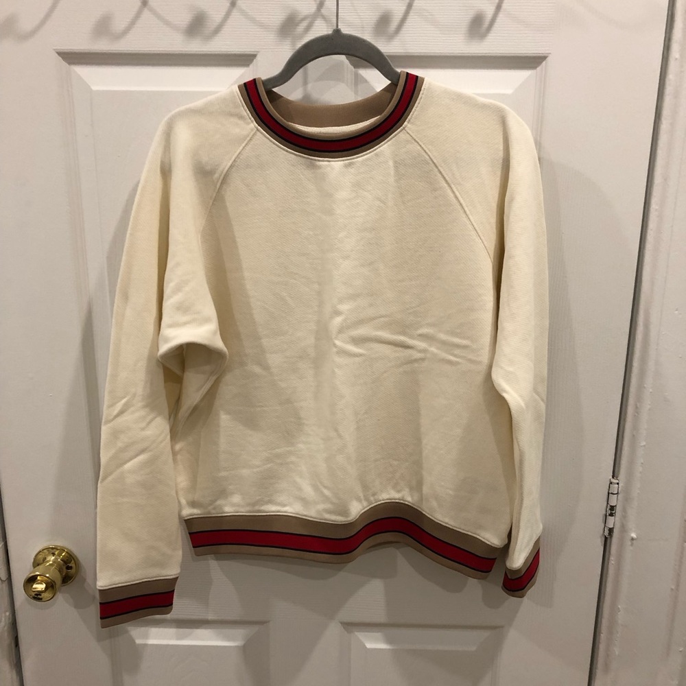 Aritzia Little Moon Amaranth Varsity Ivory Crewneck Sweater